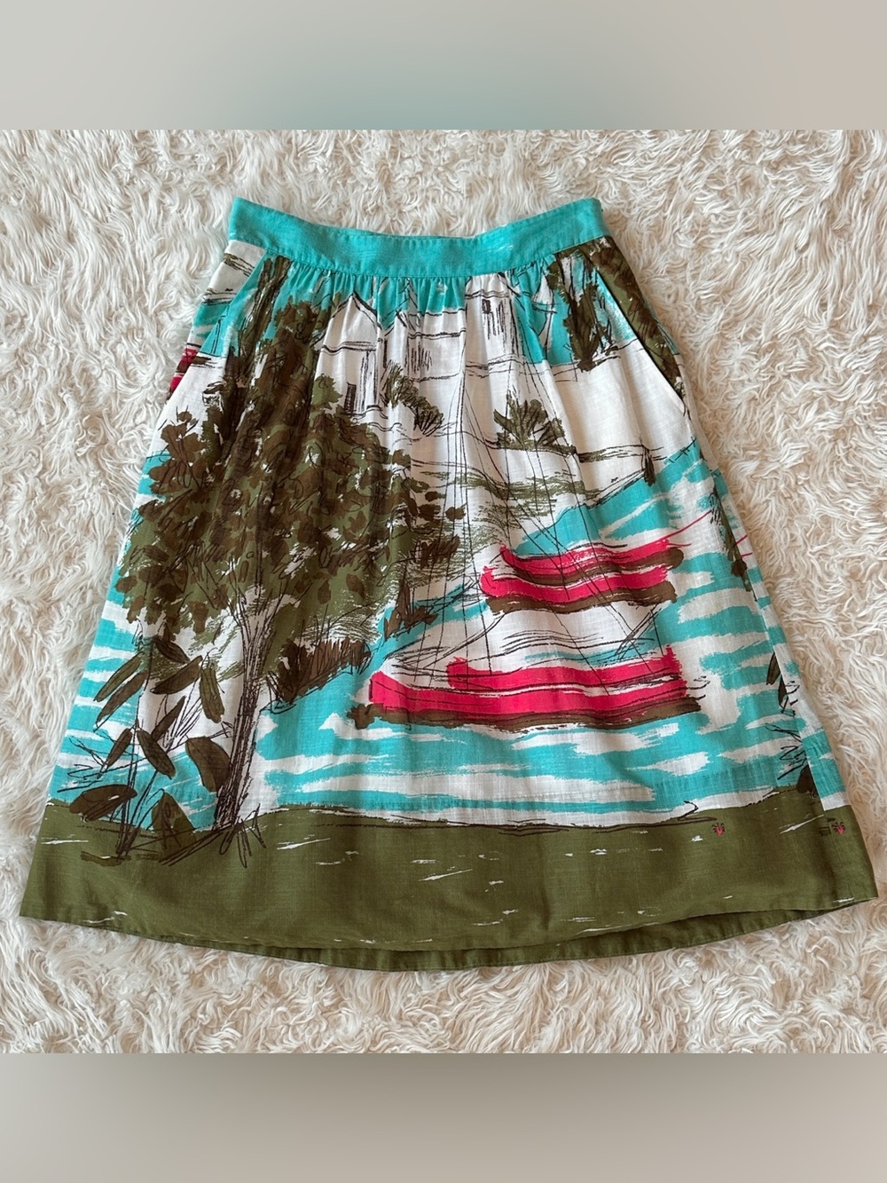 Anthropologie We Heart Vera Boat A-line gathered lined skirt size 6